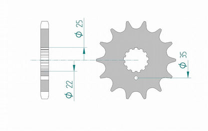 Z750 Sprocket, Front, 630-13, Steel, 1 piece