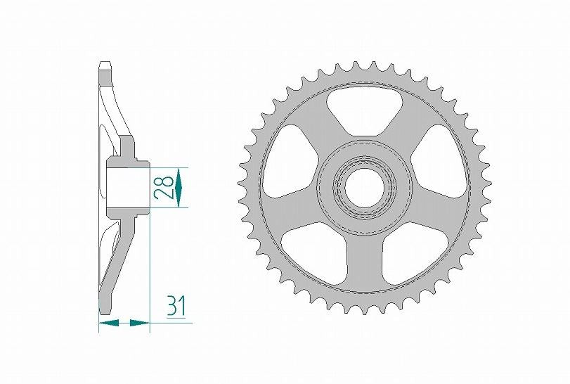 RS50 スプロケット リア 415-43 ハードアルマイト 1枚