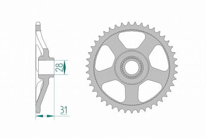 RS50 スプロケット リア 415-43 ハードアルマイト 1枚
