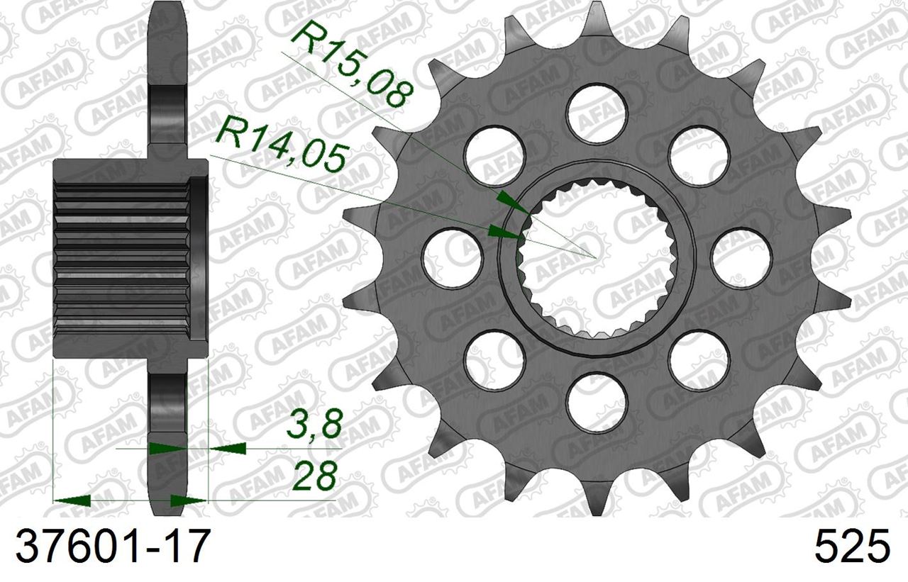NA850 Mana RSV1000R Factory Front Sprocket 525-17 1pc