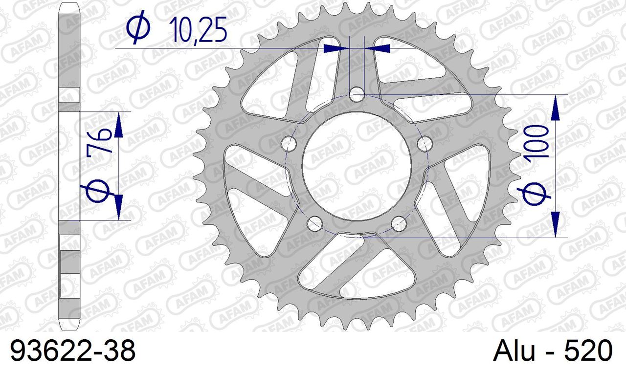 BST/マルケジーニ/OZ スプロケット リア 520-38 アルミ 1枚