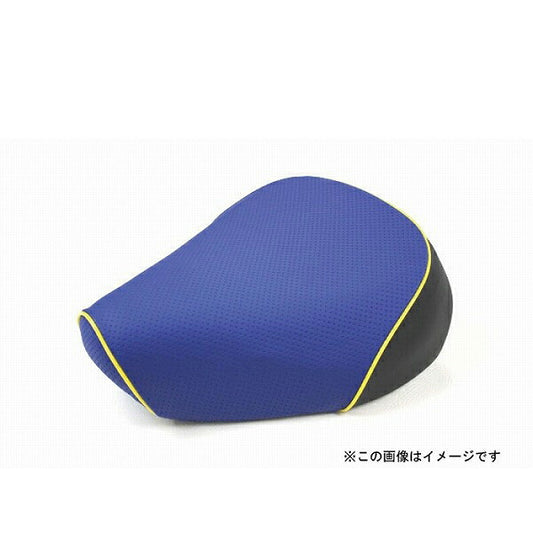 国産 シートカバー エンボスブルー/黄色パイピング 被せタイプ レッツ (CA1KA) 外タンク