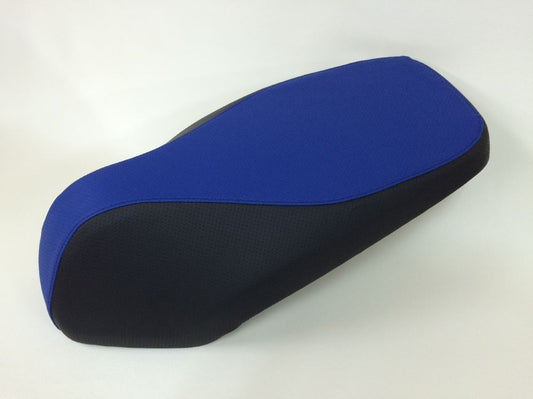 国産シートカバー ブルー・黒 ツートンカラー/透明ステッチ 張替タイプ KSR50/80(KMX50B/80B)