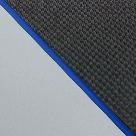 国産シートカバー 張替タイプ スベラーヌブラック(グレーライン)/青パイピング W650(99年)