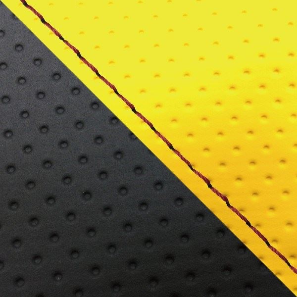 Domestic Seat Cover, Reupholstering Type, Embossed Yellow/Embossed Black (Two-Tone)/Red Stitch, Dunk (AF74)
