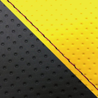 Domestic Seat Cover, Reupholstering Type, Embossed Yellow/Embossed Black (Two-Tone)/Red Stitch, Dunk (AF74)