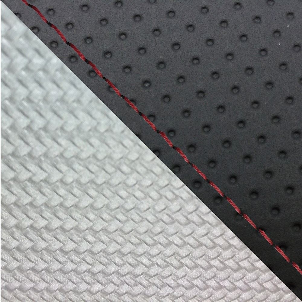 Domestic Seat Cover, Reupholstery Type, Embossed Black/Carbon Silver (Two-Tone)/Red Stitch for MT-09/FZ-09