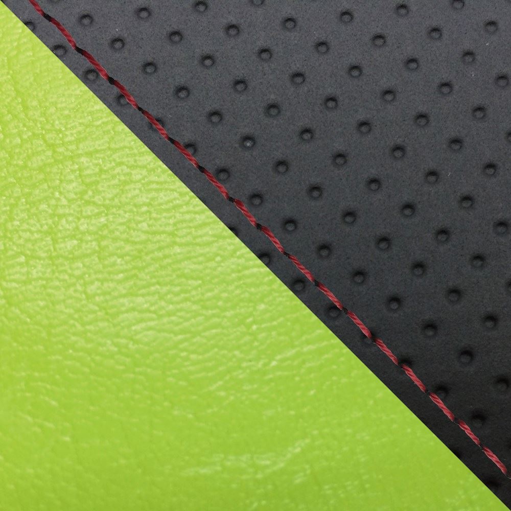 Domestic Seat Cover, Reupholstering Type, Embossed Black/Lime Green (Two-Tone)/Red Stitch, YZF-R1 Single (Front Side)