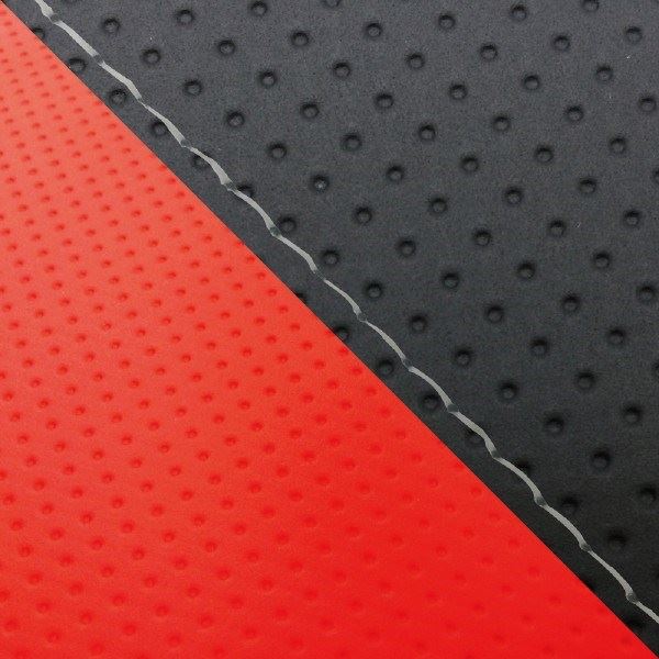 国産シートカバー 張替タイプ エンボス黒・エンボスレッド(ツートン)/透明ステッチ YZF-R1シングル(フロント側)