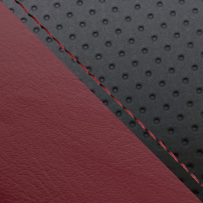 Domestic seat cover, re-upholstery type, embossed black and wine red (two-tone)/red stitching YZF-R1 single (front side)