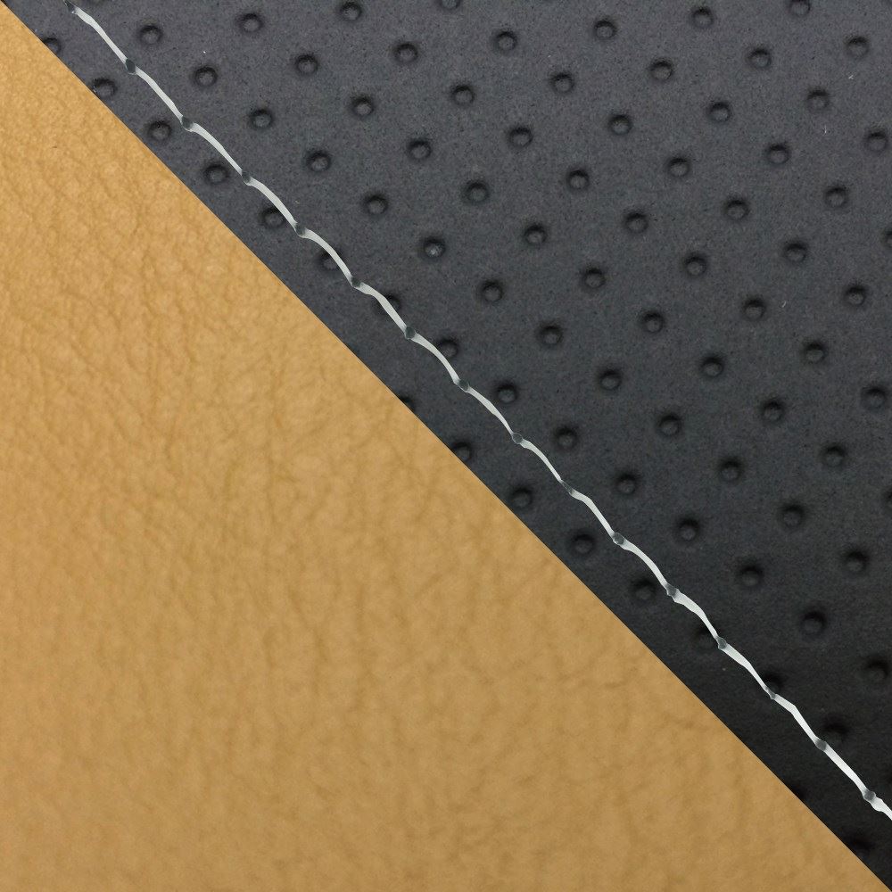 Domestic Seat Cover, Reupholstery Type, Embossed Black/Ochre (Two-Tone)/Clear Stitch, YZF-R1 Single (Front Side)