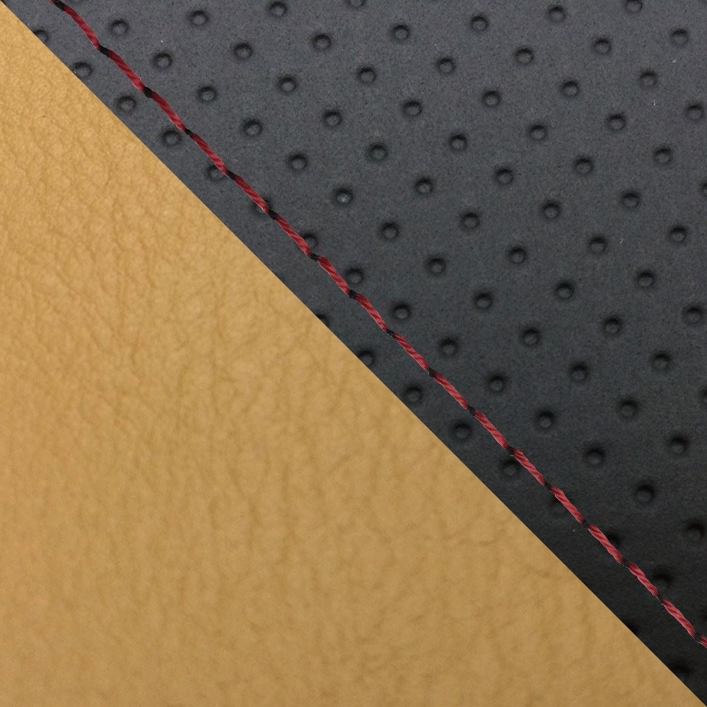 Domestic Seat Cover Reupholstery Type Embossed Black/Ochre (Two-Tone)/Red Stitch YZF-R1 Single (Front)