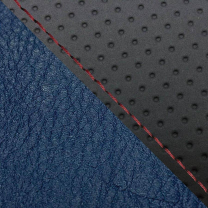 Domestic Seat Cover - Recover Type, Embossed Black/Navy (Two-tone) with Red Stitching, YZF-R1 Single (Front Side)