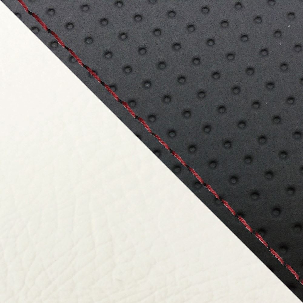 Domestic Seat Cover, Reupholstery Type, Embossed Black/White (Two-Tone)/Red Stitching, YZF-R1 Double (Rear)