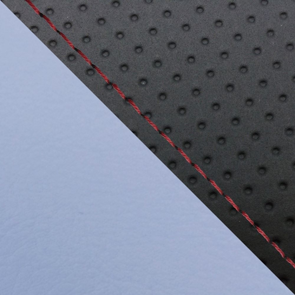 Domestic Seat Cover, Reupholstering Type, Embossed Black/Light Blue (Two-Tone)/Red Stitch for YZF-R1 Double (Rear Side)