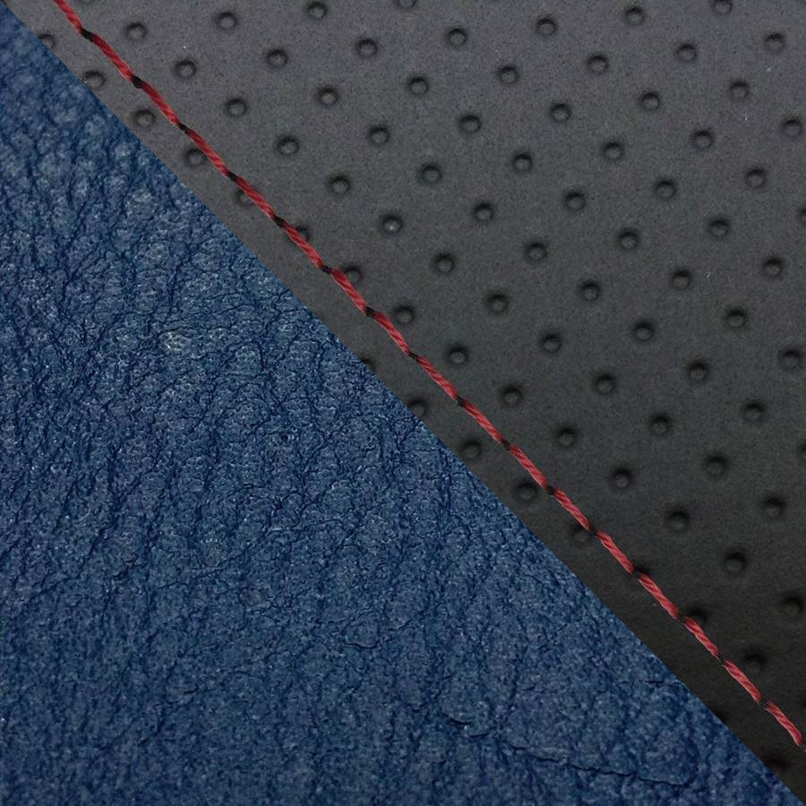 Domestic Seat Cover, Reupholstering Type, Embossed Black/Navy (Two-Tone)/Red Stitch for YZF-R1 Double (Rear Side)