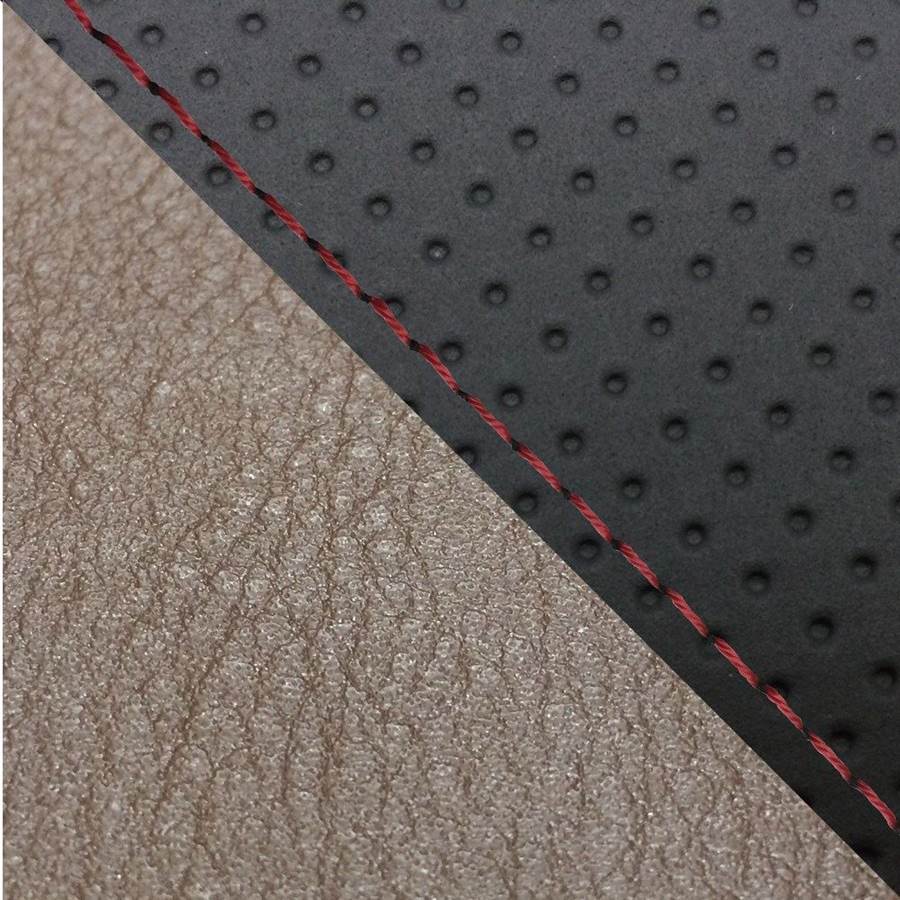 Domestic Seat Cover, Reupholstery Type, Embossed Black/Dark Gray (Two-Tone)/Red Stitch for FZ1 Fazer (2010~) Single (Front Side)
