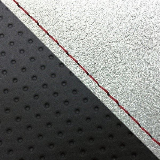 国産シートカバー 張替タイプ シルバー・エンボス黒(ツートン)/赤ステッチ グロム(13年～15年) JC61前期