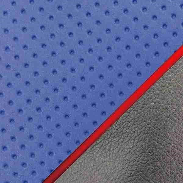 Domestic Seat Cover, Reupholstery Type, Embossed Blue / Red Piping, Chaly 50 (Round / 6V)