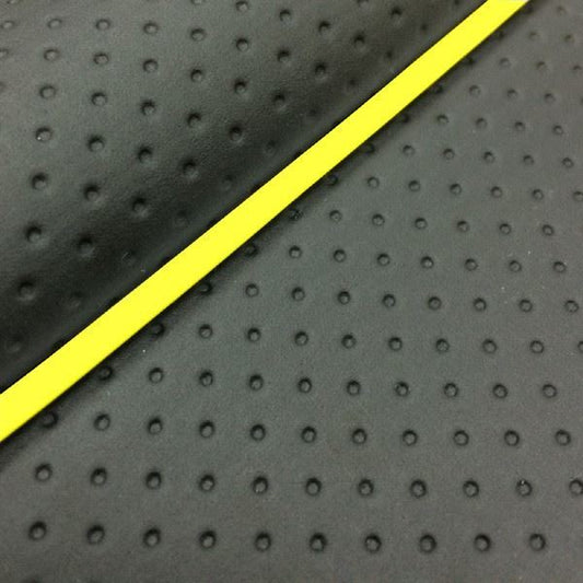 国産シートカバー 張替タイプ フルエンボスブラック/黄色パイピング リード90(HF05)