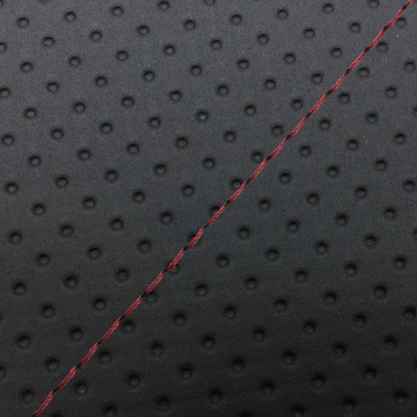 Domestic Seat Cover - Reupholstered Type, Full Embossed Black/Red Stitch - Address V125/G