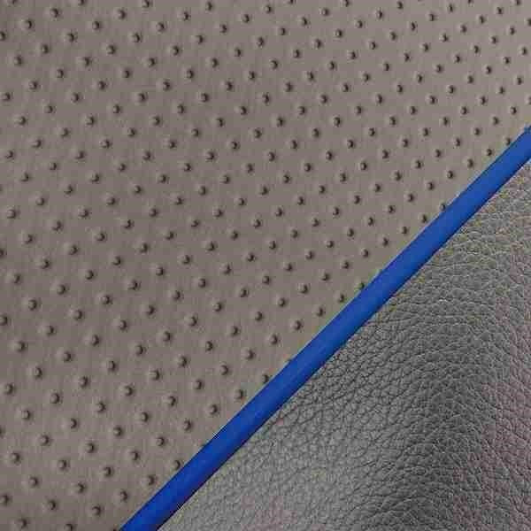 国産シートカバー 張替タイプ エンボスグレー/青パイピング ロードパル