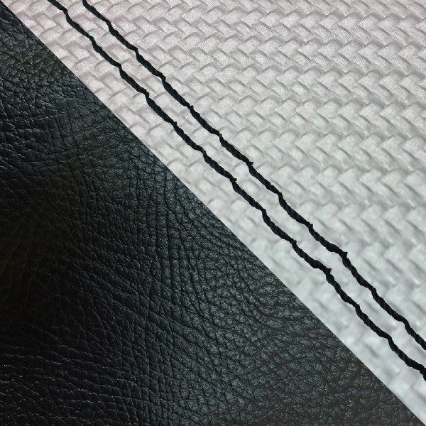 Domestic Seat Cover, Reupholstering Type, Carbon Silver and Black (Two-tone)/Black Double Stitch, Julio (AF52)