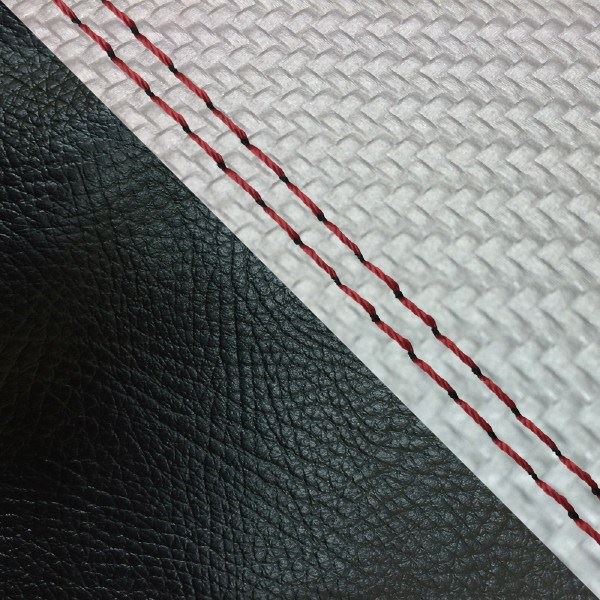 Domestic Seat Cover, Reupholstery Type, Carbon Silver/Black (Two-Tone)/Red Double Stitch, Julio (AF52)