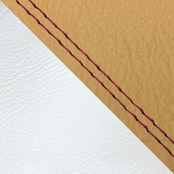 Domestic Seat Cover, Reupholstery Type, Ochre/White (Two-tone)/Red Double Stitch, Julio (AF52)