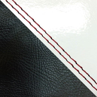 Domestic Seat Cover, Reupholstery Type, Enamel White/Black (Two-tone) / Red Double Stitch, Julio (AF52)