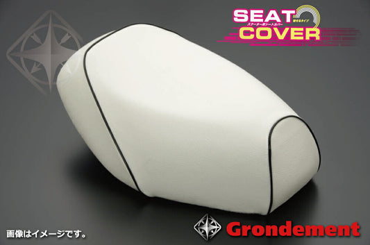Domestic Seat Cover, White Cover with Black Piping (Over-type) for Yamaha [5FA] Grand Axis 100