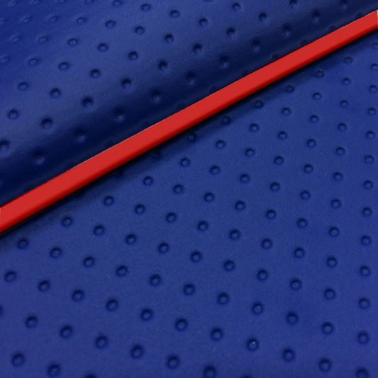 国産シートカバー 被せるタイプ フルエンボスブルー/赤パイピング リード100(JF06)