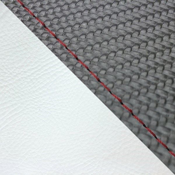 Domestic Seat Cover, Slip-On Type, Carbon Black/White (Two-Tone)/Red Stitch, Julio (AF52)