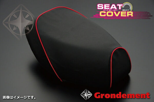 Domestic Seat Cover, Black Cover/Red Piping, Slip-on Type, Suzuki Lets 5