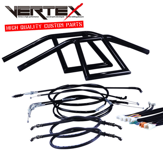 エイプ50/100 01-07年 AC16 HC07 アローハンドル セット ブラックメッキ ブラック ワイヤー