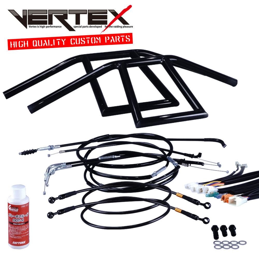 Z400GP 全年式 KZ400M アローハンドル セット ブラックメッキ ブラック ワイヤー