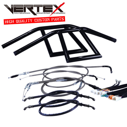 SR400/500 88-00 1JR1JN Arrow Handlebar Set Black Plating Black Mesh Dark Mesh Wires