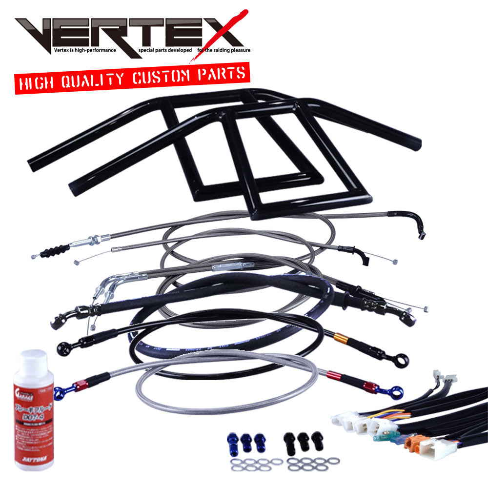 CB400F 初期 74-77年 アローハンドル セット ブラックメッキ ブラックメッシュ ダークメッシュ ワイヤー