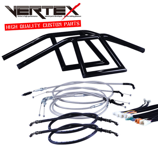 SR400/500 85-87年 1JR1JN アローハンドル セット ブラックメッキ メッシュ ワイヤー