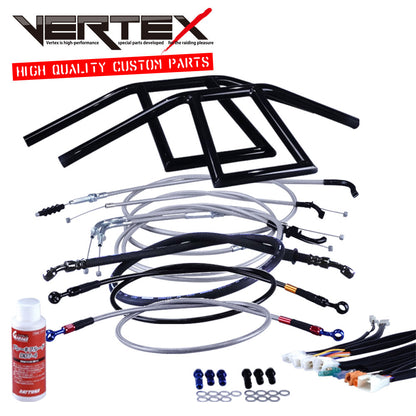 ホーク3/CB400N 78-79年 アローハンドル セット ブラックメッキ メッシュ ワイヤー