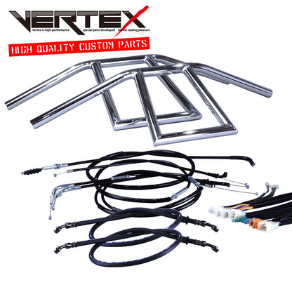 SR400/500 88-00年 1JR1JN アローハンドル セット メッキ ブラック ワイヤー