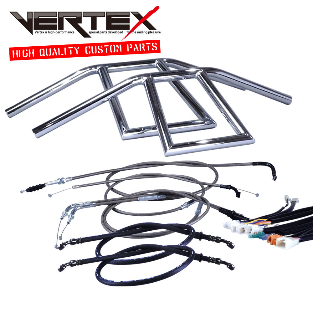 TW200/E 87-99年 2JL アローハンドル セット メッキ ブラックメッシュ ダークメッシュ ワイヤー