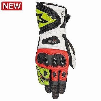 SUPERTECH GLOVE Leather Gloves Racing Gloves Gloves 1536 Black Yellow FLUO Red L size