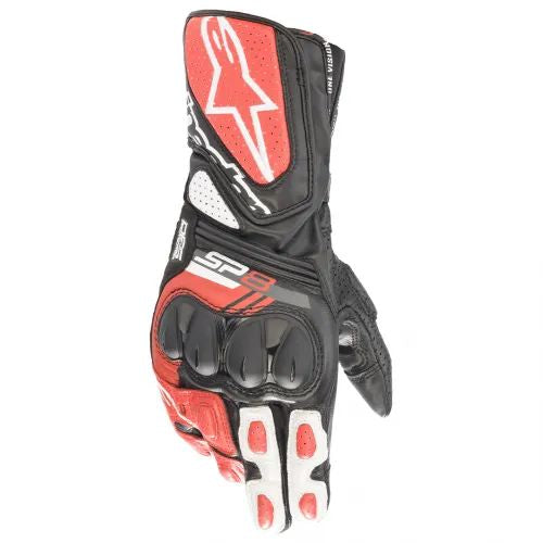 SP-8 V3 GLOVES ASIA ライディング グローブ ブラック/ホワイト/ブライトレッド Lサイズ