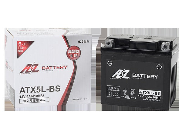 AZ MCバッテリー 液入充電済 atx5l-bs