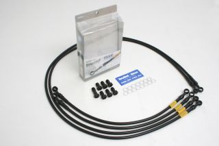 GSX400F 81-82/FS 82 (with anti-dive) Mesh Brake Hose Front/4 pcs. Black Stainless Black