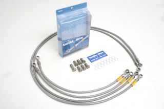 FJ1200A (ABS) 91-93 メッシュ ブレーキホース フロント/4本 スモーク ステンレス