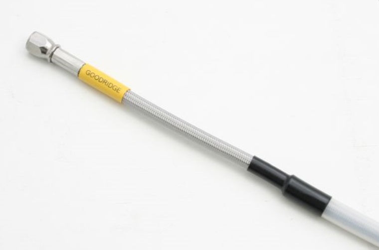 Mesh Brake Hose, Overall Length 1410mm, Universal Hose/Clear Stainless with Guide