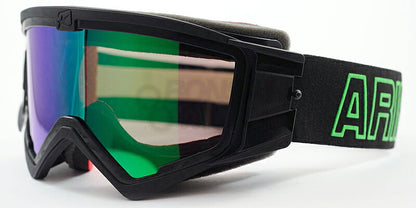 MadMax EuroFit OTG Off-Road Goggles with Mirrored Lens - Black/Green