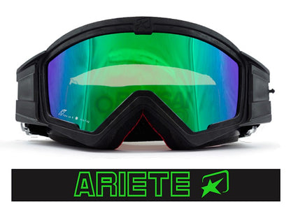 MadMax EuroFit OTG Off-Road Goggles with Mirrored Lens - Black/Green